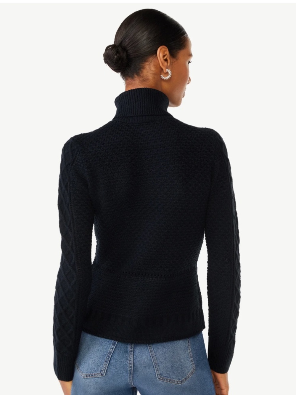 Scoop NYC Women’s Black Cable Knit Pullover Sweater Size XL NWT - Picture 4 of 6